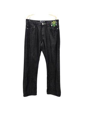 Vintage Coogi Mens 36X34 Jeans Straight Leg Logo Patch Black Denim Jean READ